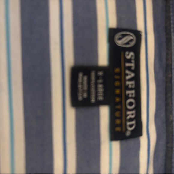 Stafford Blue Dress Shirt with Striped Pattern and Classic Collar - Picture 5 of 5
